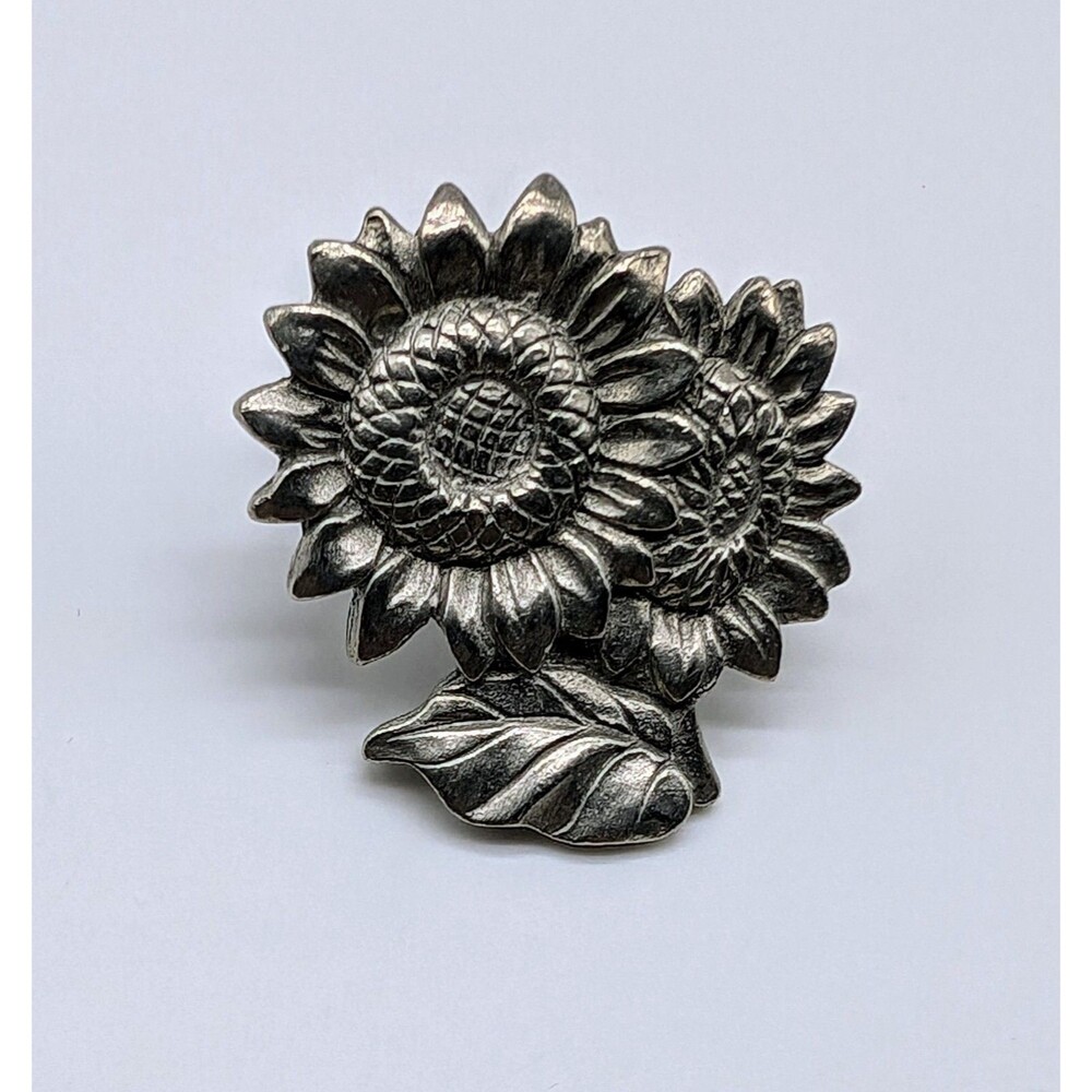 Sunflowers Flowers Lapel Pin Lindsey Claire Designs LCD Pewter